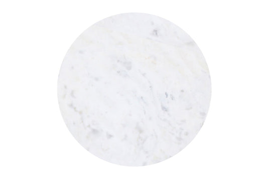 Celeste White Marble Side Table with Black Iron Base - A Bright Marble Surface