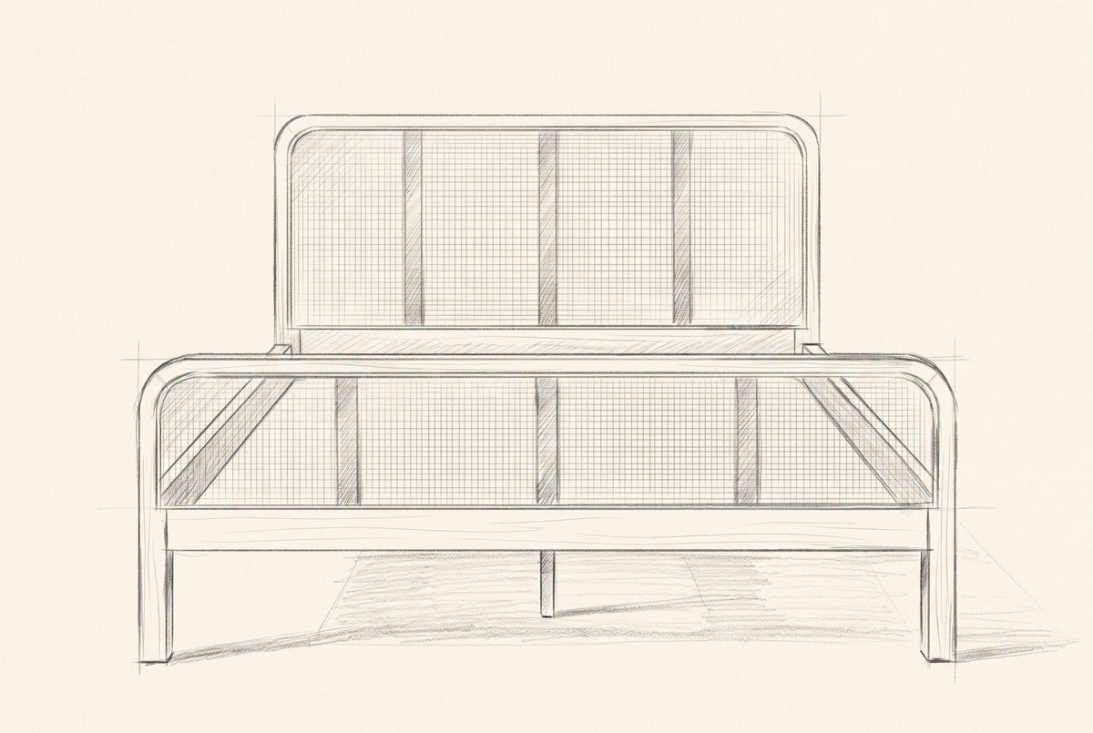 Pencil drawing of the Certaldo bed traced from the front view