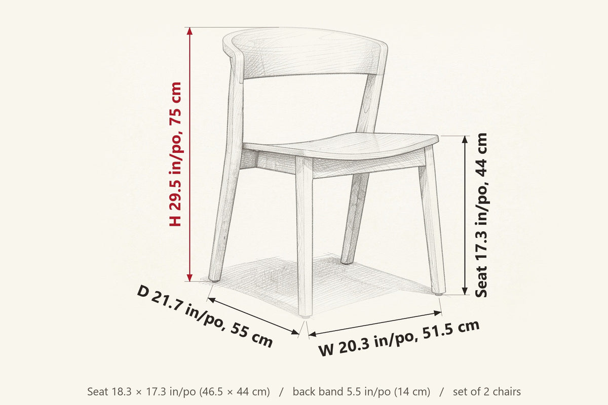 Certosa dimensions on a pencil sketch of the chair: 29.5 in high, 21.7 in deep, 20.3 in wide, seat height 17.3 in