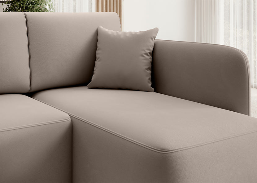 Hadson 3 Seater Storage Sleeper Chaise Sofa - Beige