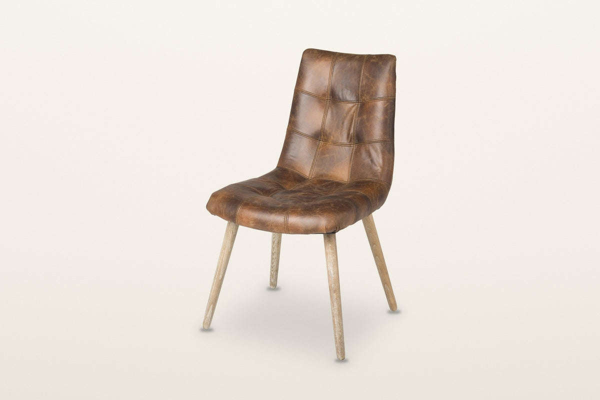 Compiano dining chair in distressed brown leather