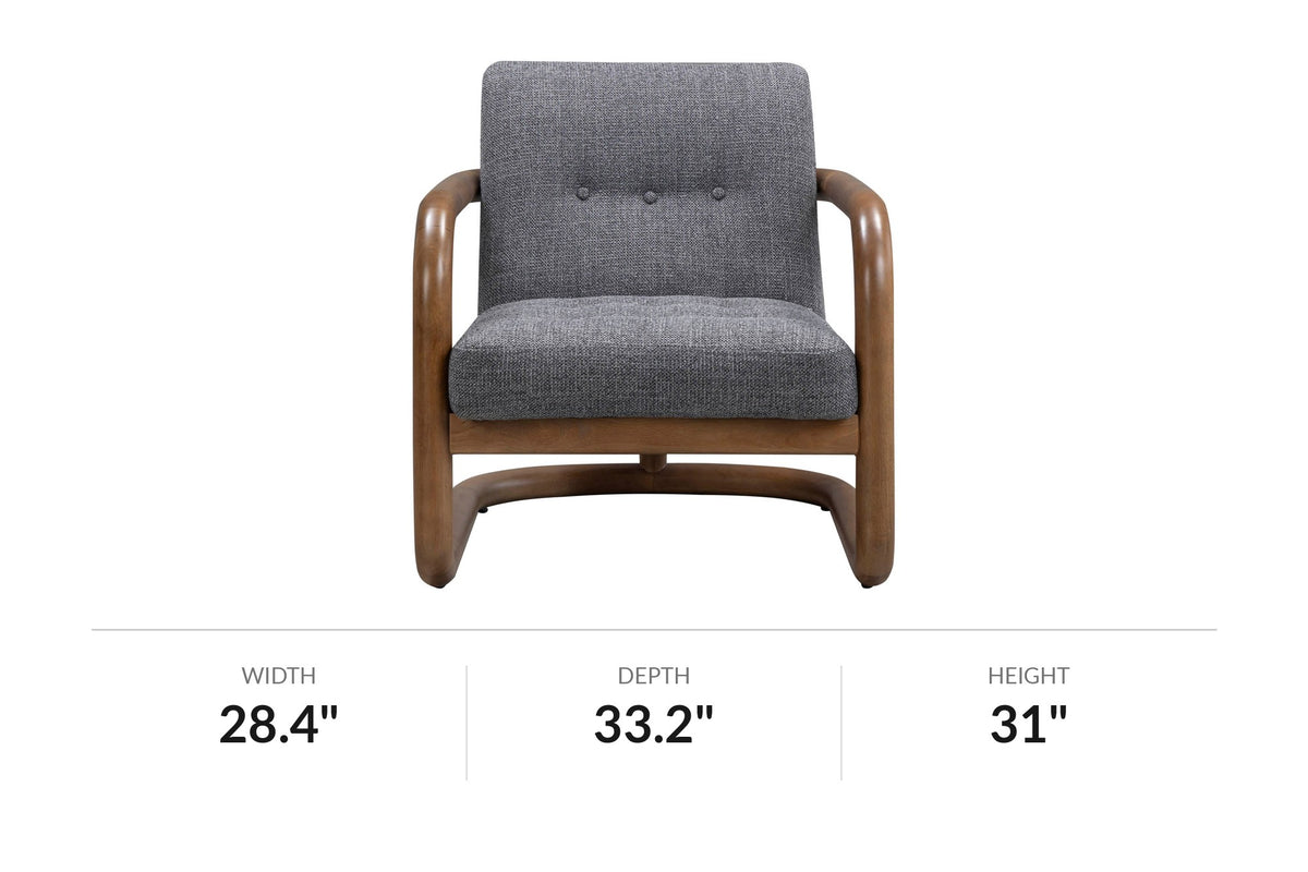 Corwin fabric accent chair dimensions: 28.4 in wide, 33.2 in deep, 31 in high