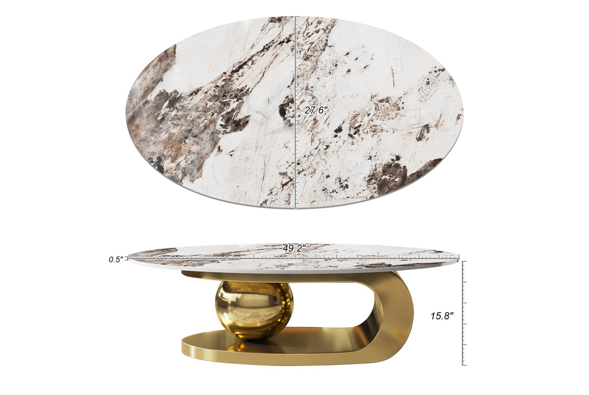Cosima coffee table dimensions: 49.2 in long, 27.6 in wide, 15.8 in high, with a 0.5 in top