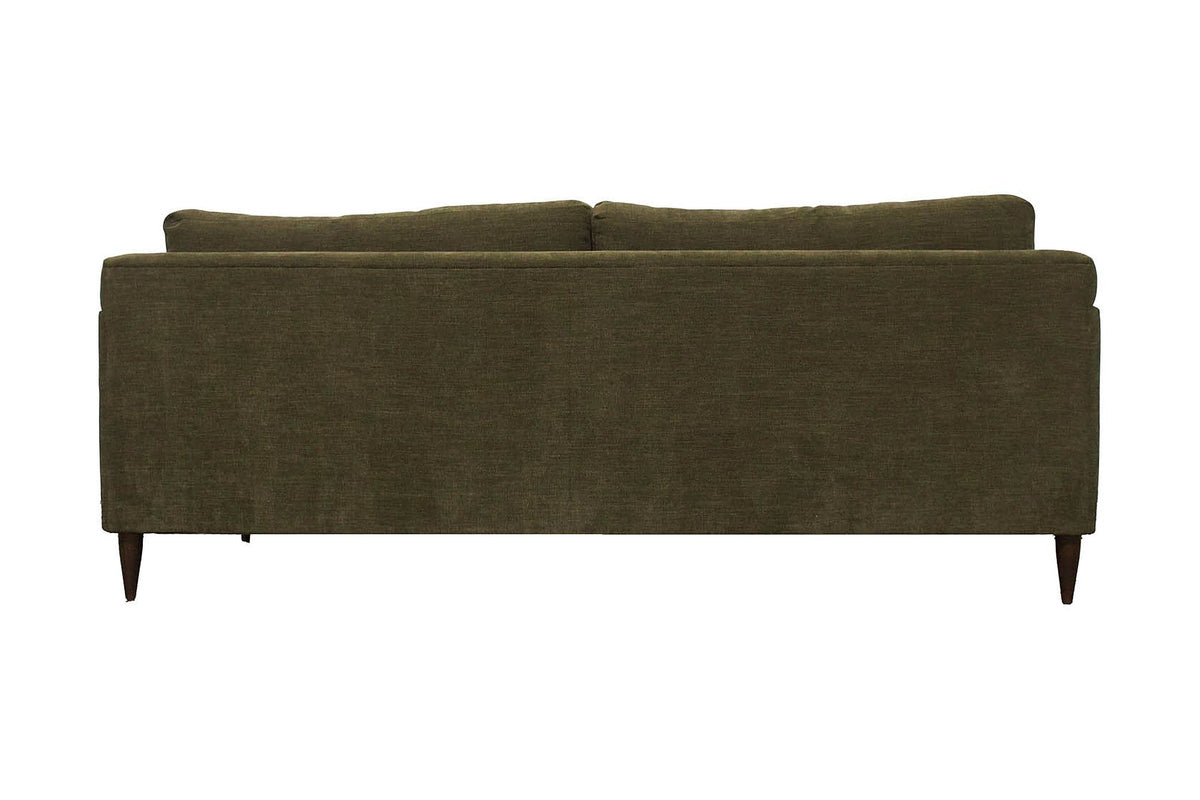 Darby sofa in Pine green, back view with fully upholstered back