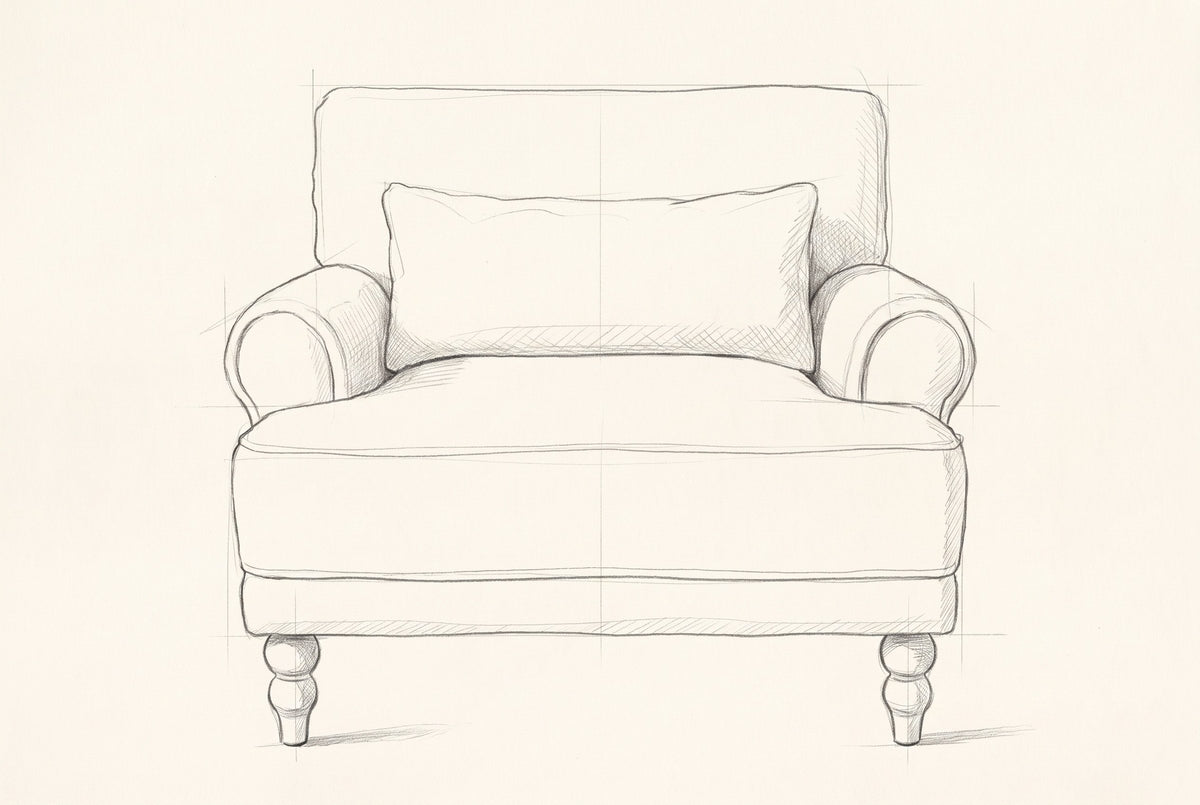 Pencil drawing of the Dolceacqua chair traced from the front view