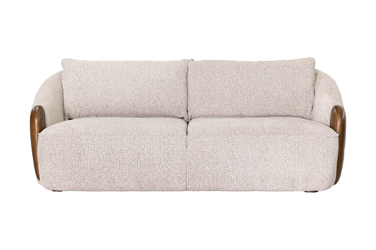 Ellery fabric sofa in Wheat, front view with two loose back cushions