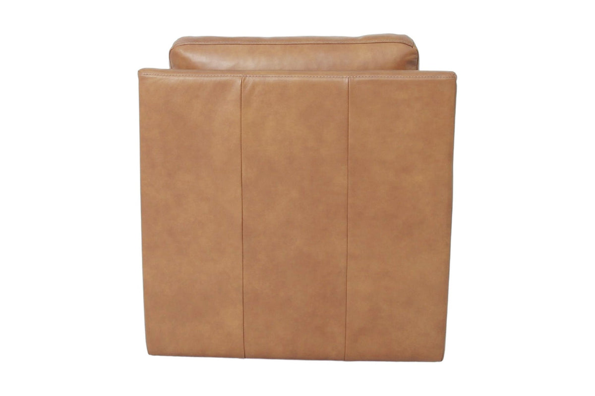 Elwood Latte leather chair, back view with vertical seams