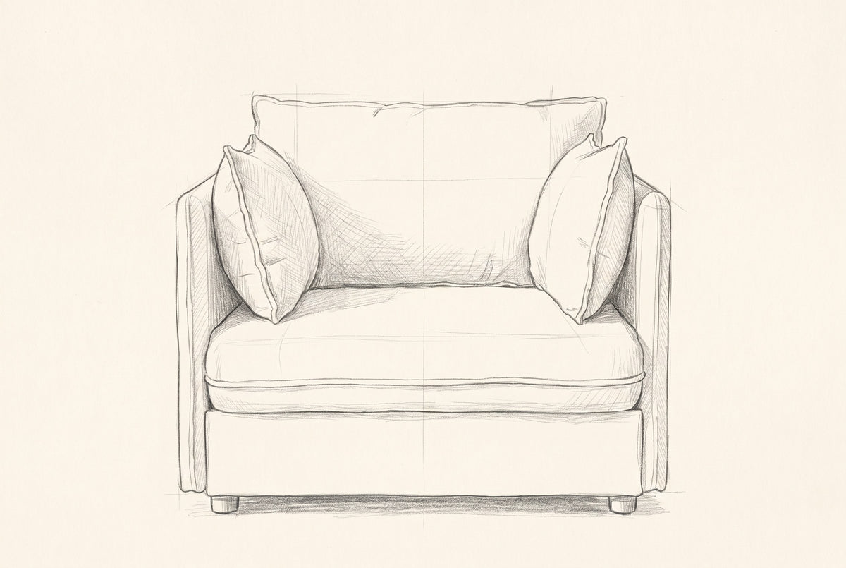 Pencil drawing of the Faenza chair, front view