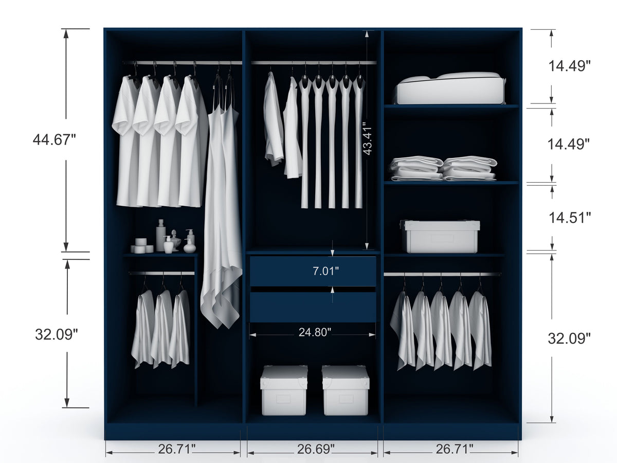 Torino Modern Freestanding Wardrobe - Midnight Blue