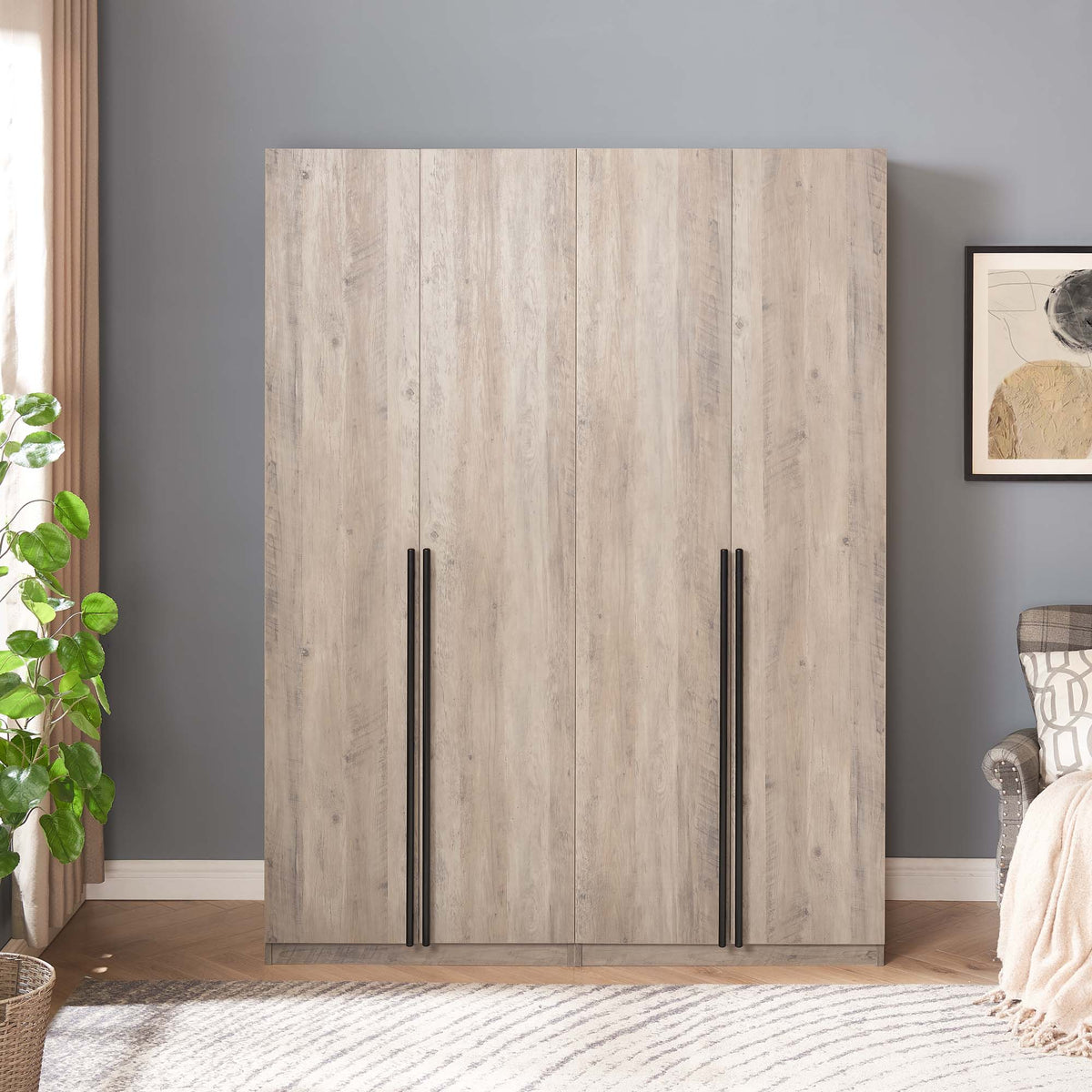 Genoa Modern 2-Piece Freestanding Wardrobe - Rustic Grey