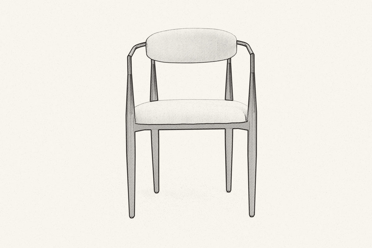 Pencil drawing of the Fiuggi chair, front view