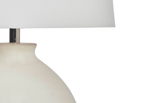 Florence White Ceramic Table Lamp with Linen Shade - Classic Vase Proportions