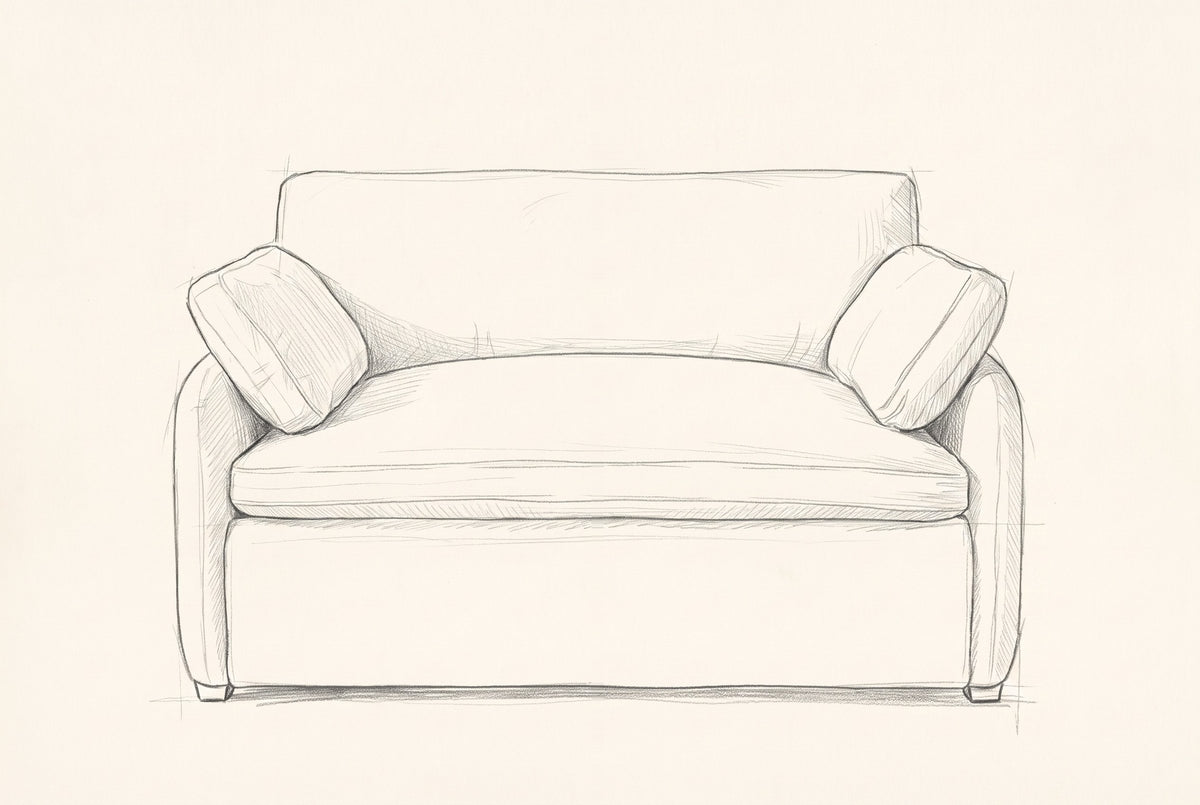 Pencil drawing of the Gallipoli chair traced from the front view