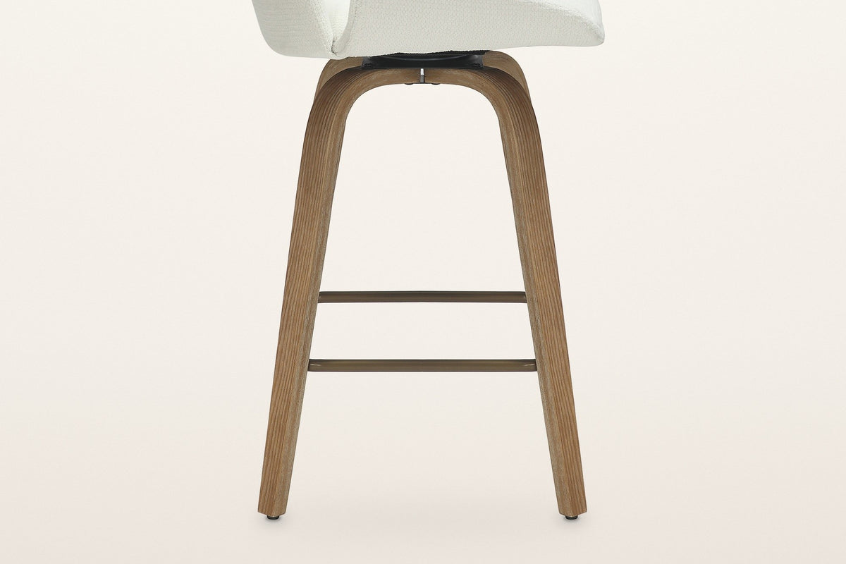 Gardone base in profile: the swivel plate, two bentwood legs and the aged gold footrest