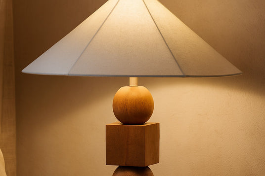 Geneva Stacked Mango Wood Table Lamp - A Warm Evening Glow