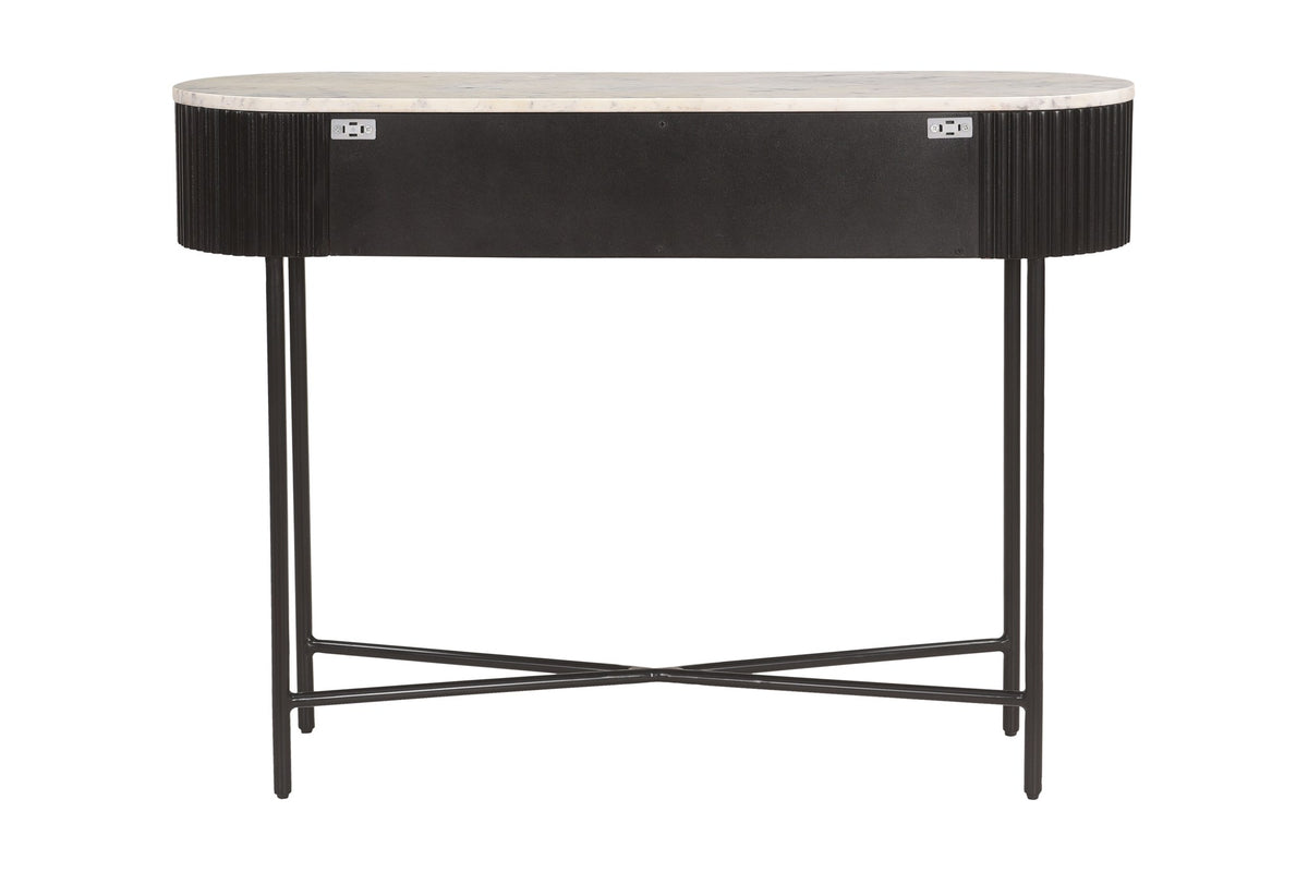 Back view of the Gideon black console table