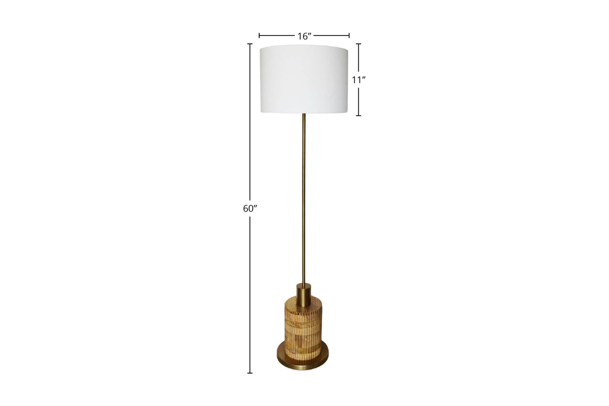 Hadrian floor lamp dimensions: 16 in shade width and 60 in overall height