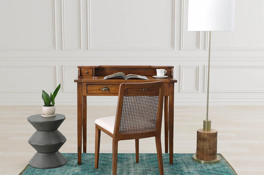 Hadrian Brass and Reeded Wood Floor Lamp - Light for the Desk