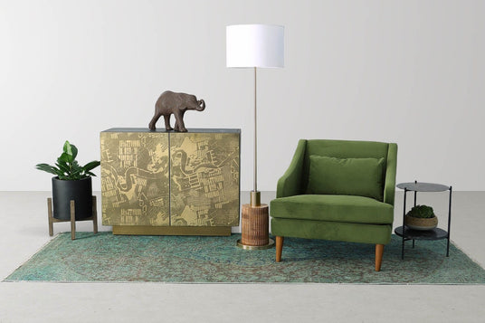 Hadrian Brass and Reeded Wood Floor Lamp - A Warm Accent in Any Room