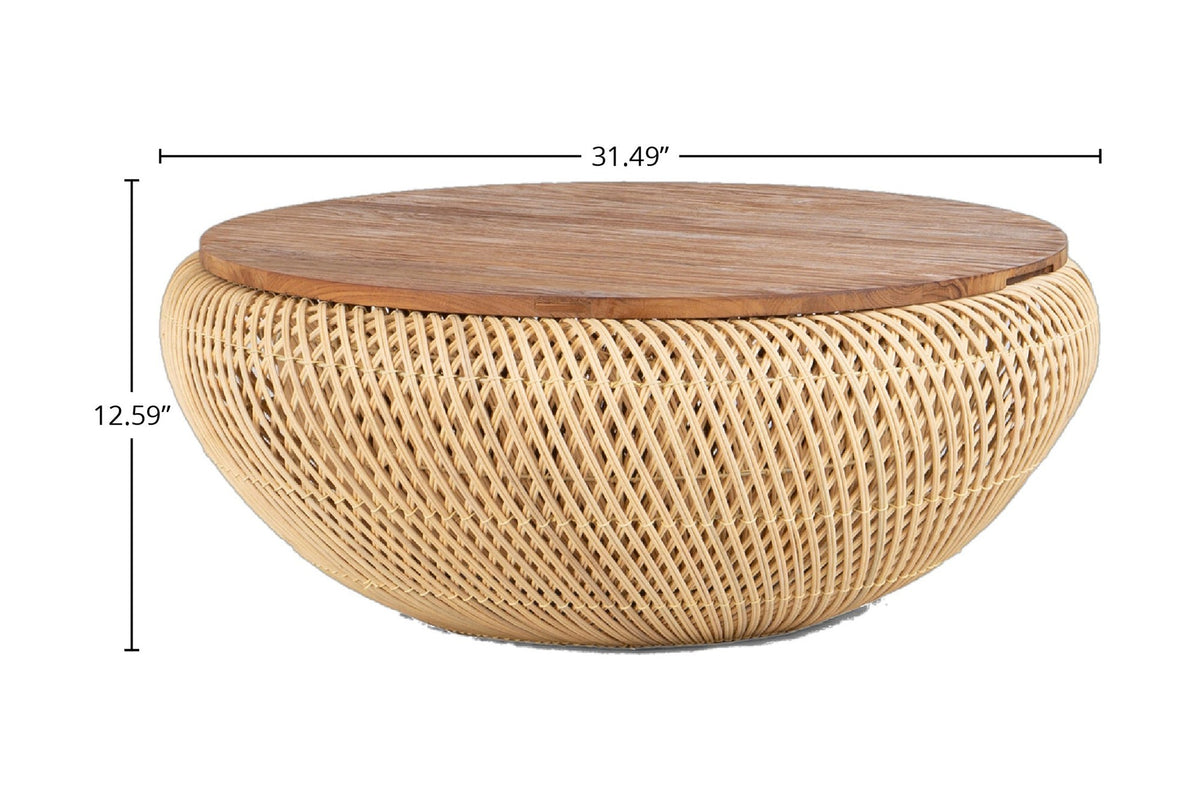 Halden round coffee table dimensions: 31.49 in wide, 12.59 in high