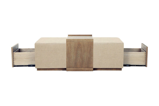 Helena Chenille Storage Ottoman with Sliding Tray - Storage at Both Ends