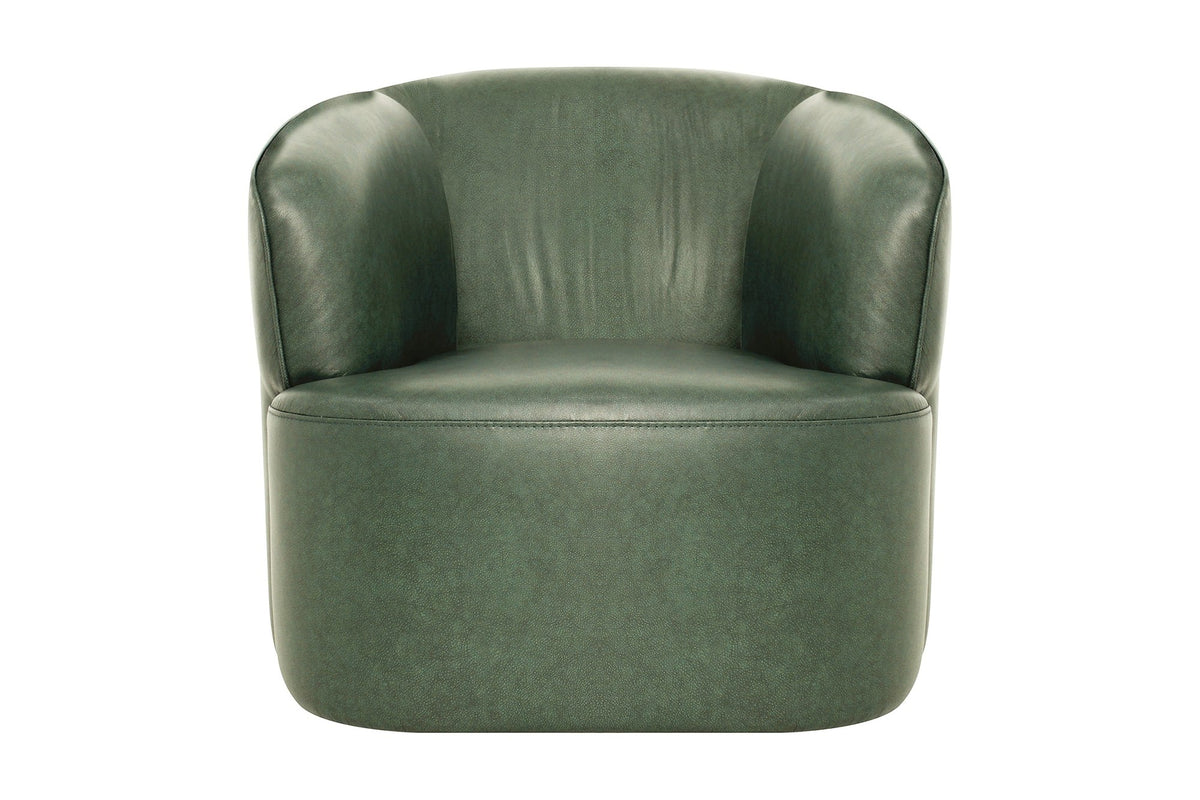 Hollis swivel chair in Forest Green leather, front view