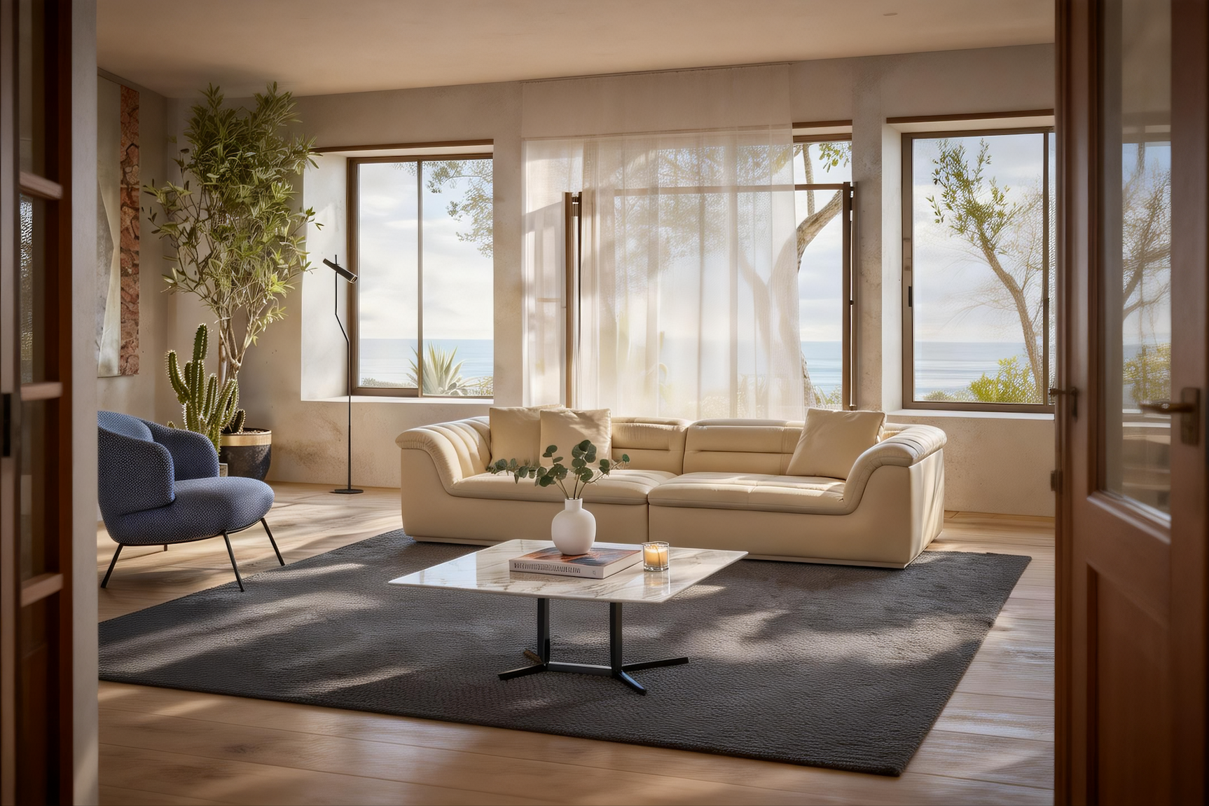 Hover 130" Leather Sofa