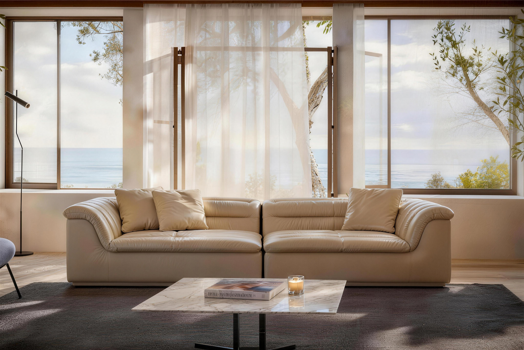 Hover 130" Leather Sofa