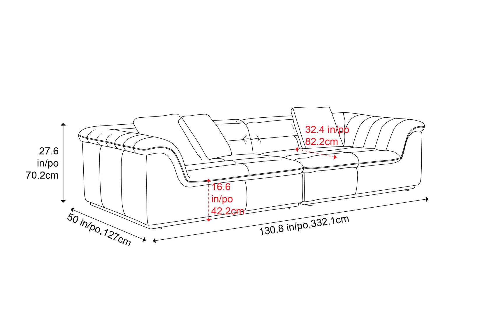Hover 130" Leather Sofa