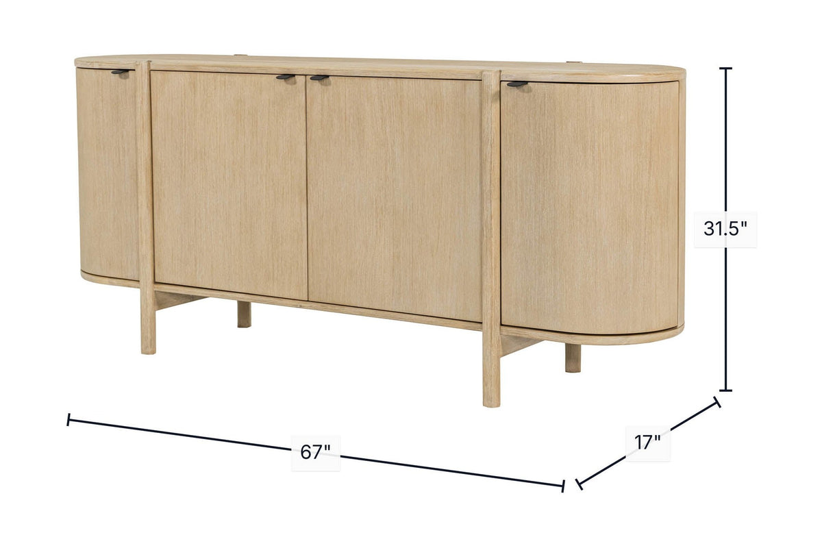 Ilaria sideboard dimensions: 67 in wide, 17 in deep, 31.5 in high