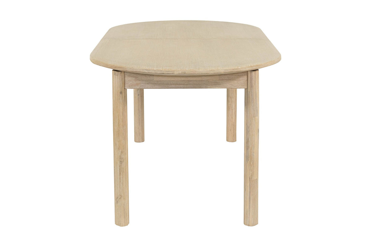 End view of the Ilaria table showing the rounded top and round legs