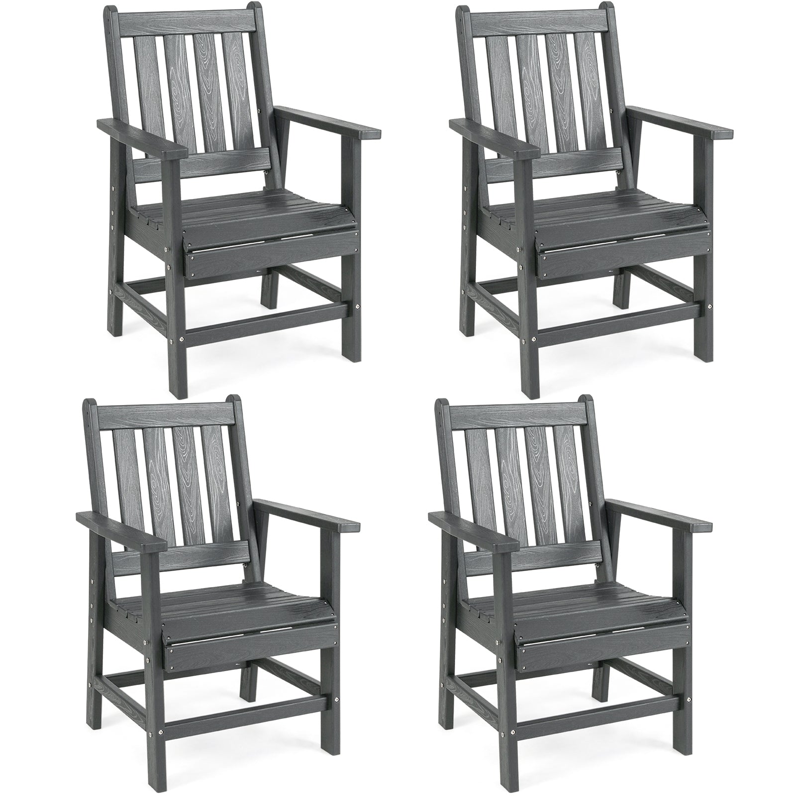 Set of 4 Patio Dining Chairs with Wide Armrests