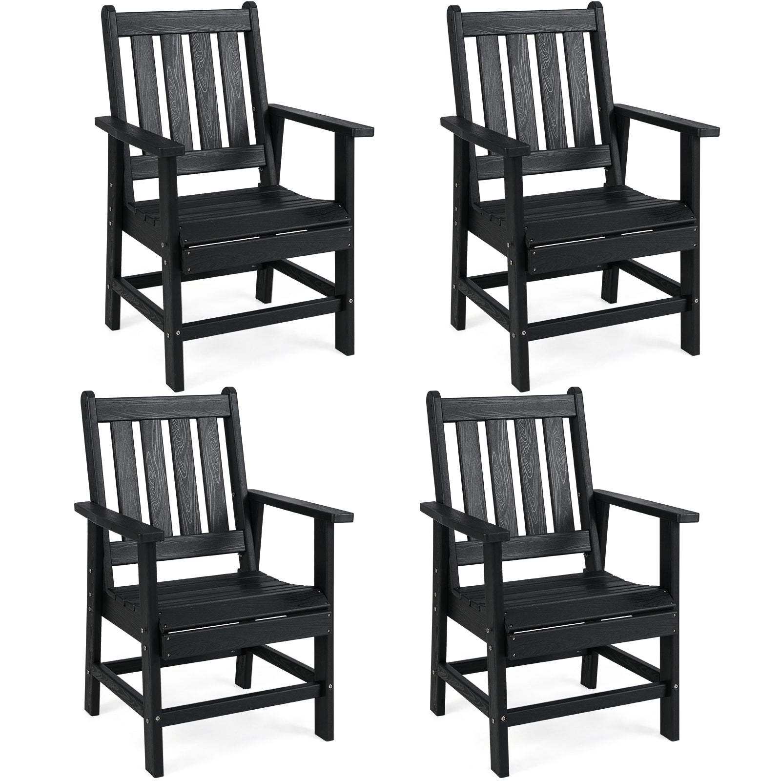 Set of 4 Patio Dining Chairs with Wide Armrests