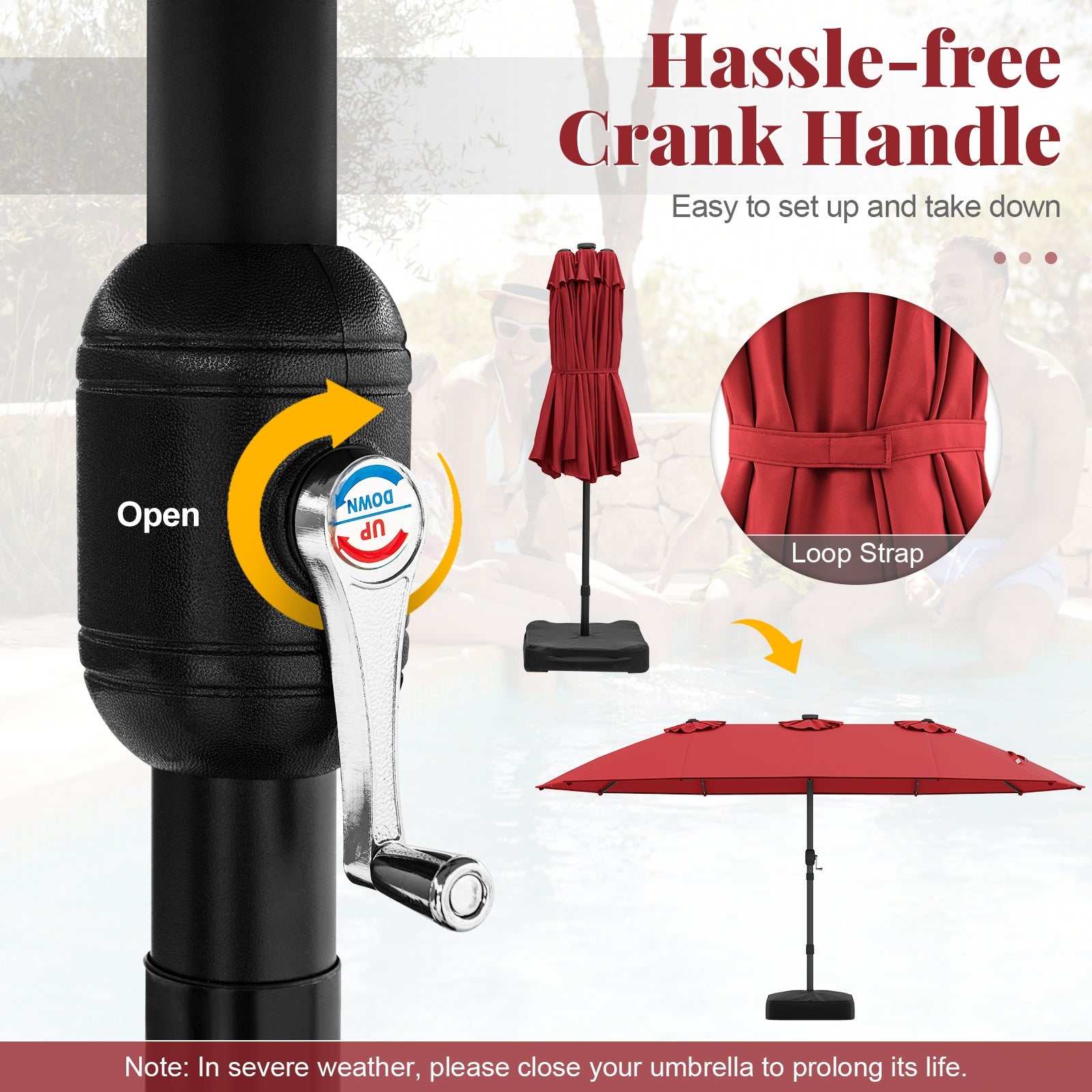 11 Pieces Patio Dining Set with LED Patio Umbrella with Base and Seat Cushions