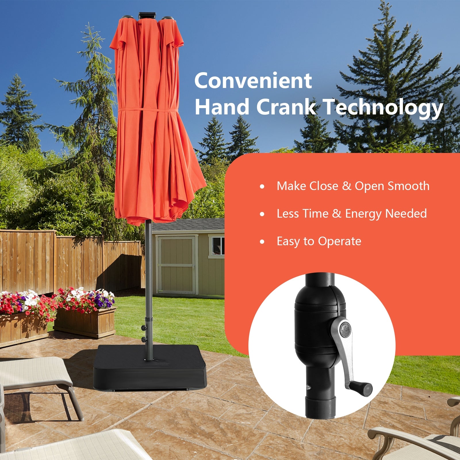 11 Pieces Patio Dining Set with LED Patio Umbrella with Base and Seat Cushions