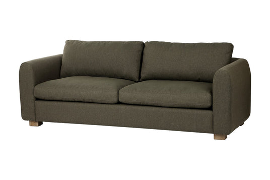 Isolde Moss Green Fabric Sofa with Rounded Arms - Soft Lines, Deep Colour