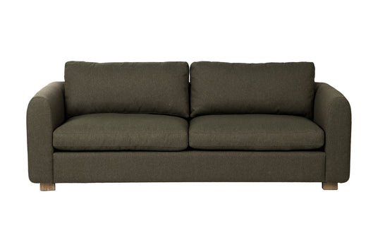 Isolde Moss Green Fabric Sofa with Rounded Arms - Cushions Made for Lounging