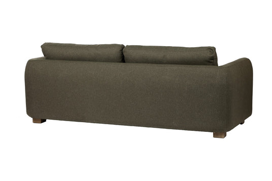 Isolde Moss Green Fabric Sofa with Rounded Arms - Finished from Every Angle