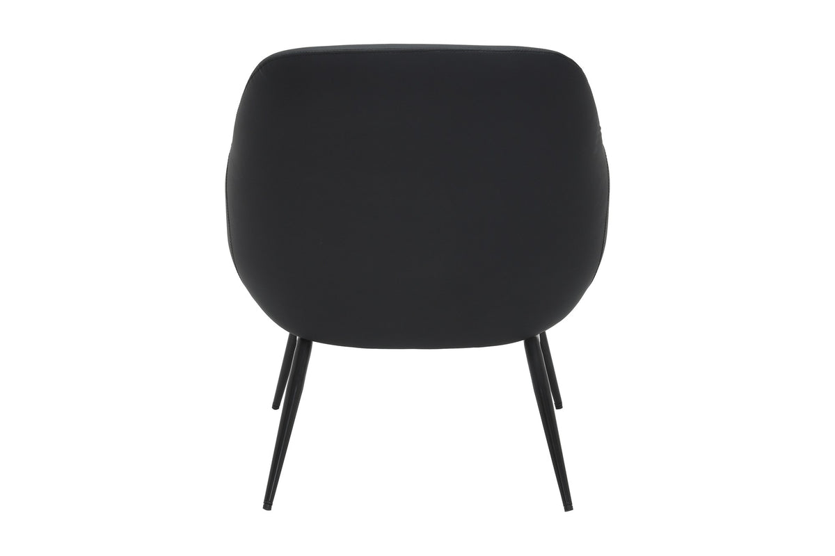 Back view of the Iver black faux leather accent chair
