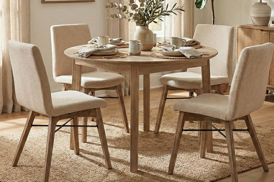 Keaton Solid Acacia Round Dining Table - A Light, Easygoing Finish