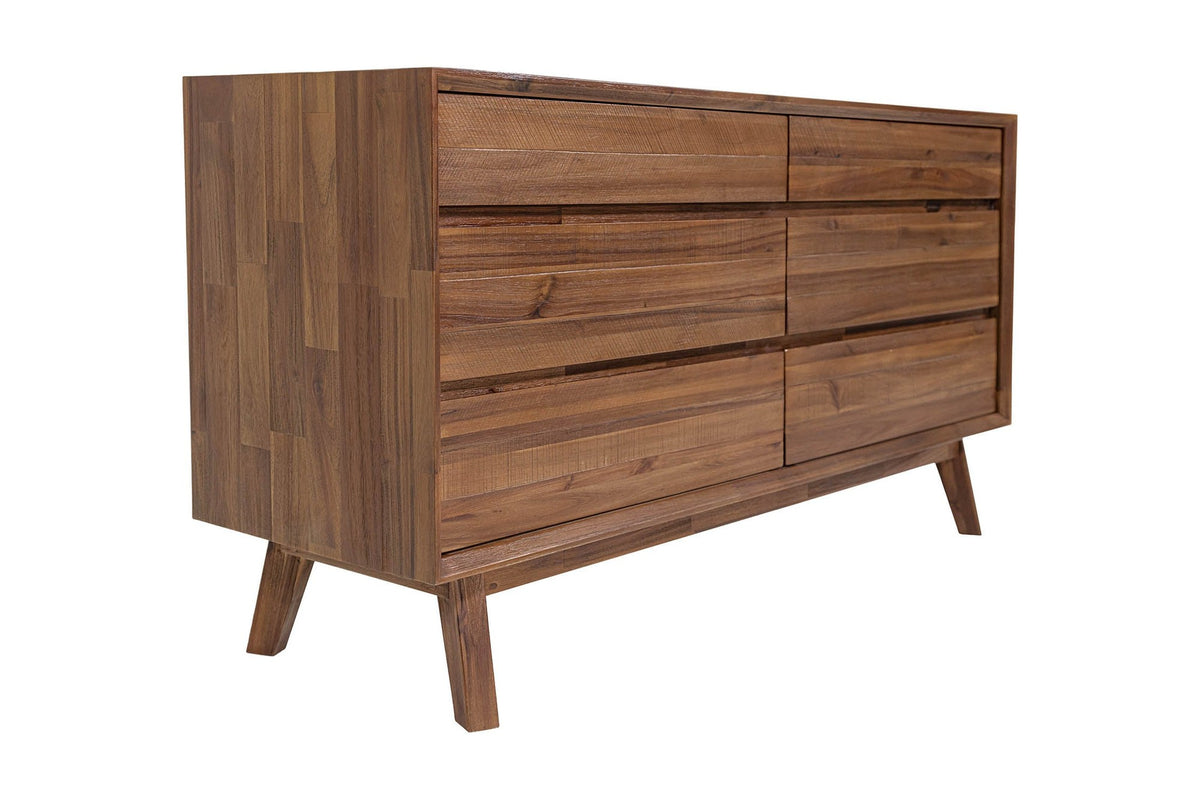 Keaton Warm Pecan dresser, alternate three-quarter view
