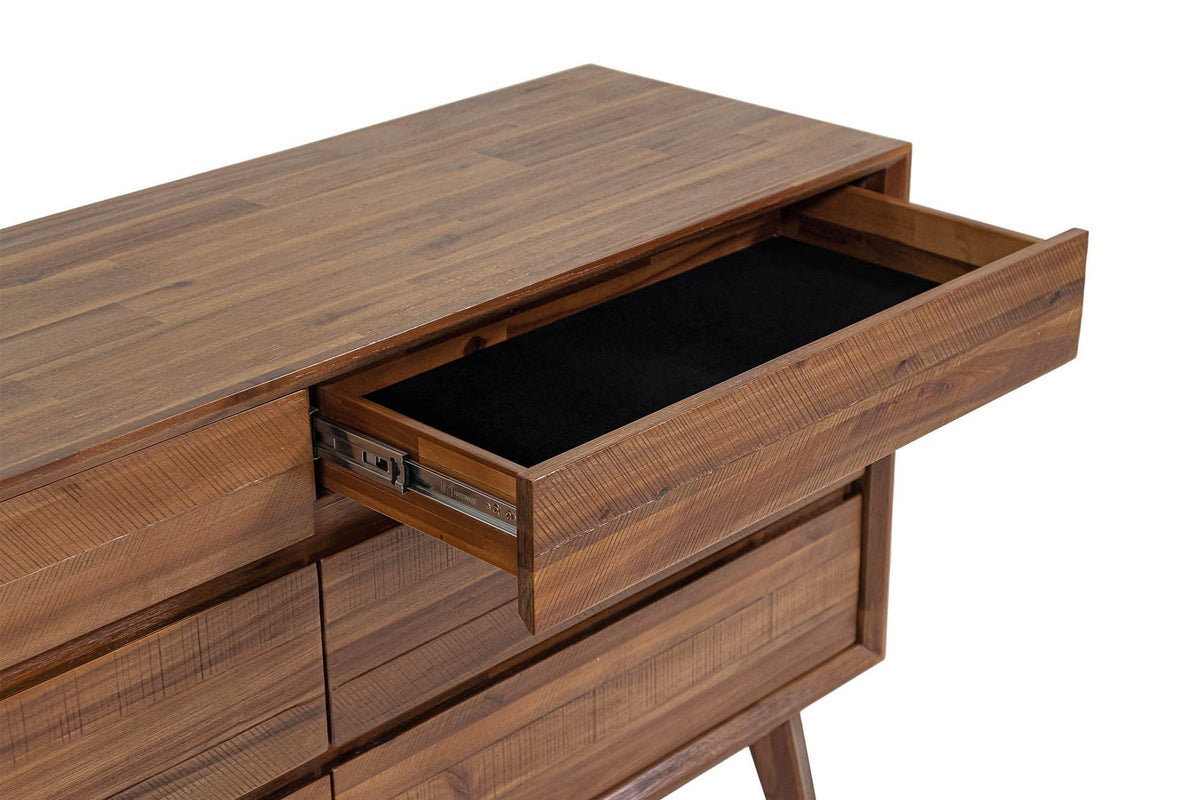 Keaton dresser top drawer open on its ball-bearing glide