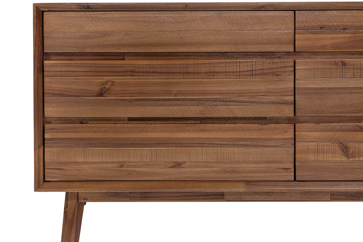 Keaton drawer fronts in Warm Pecan with visible acacia grain