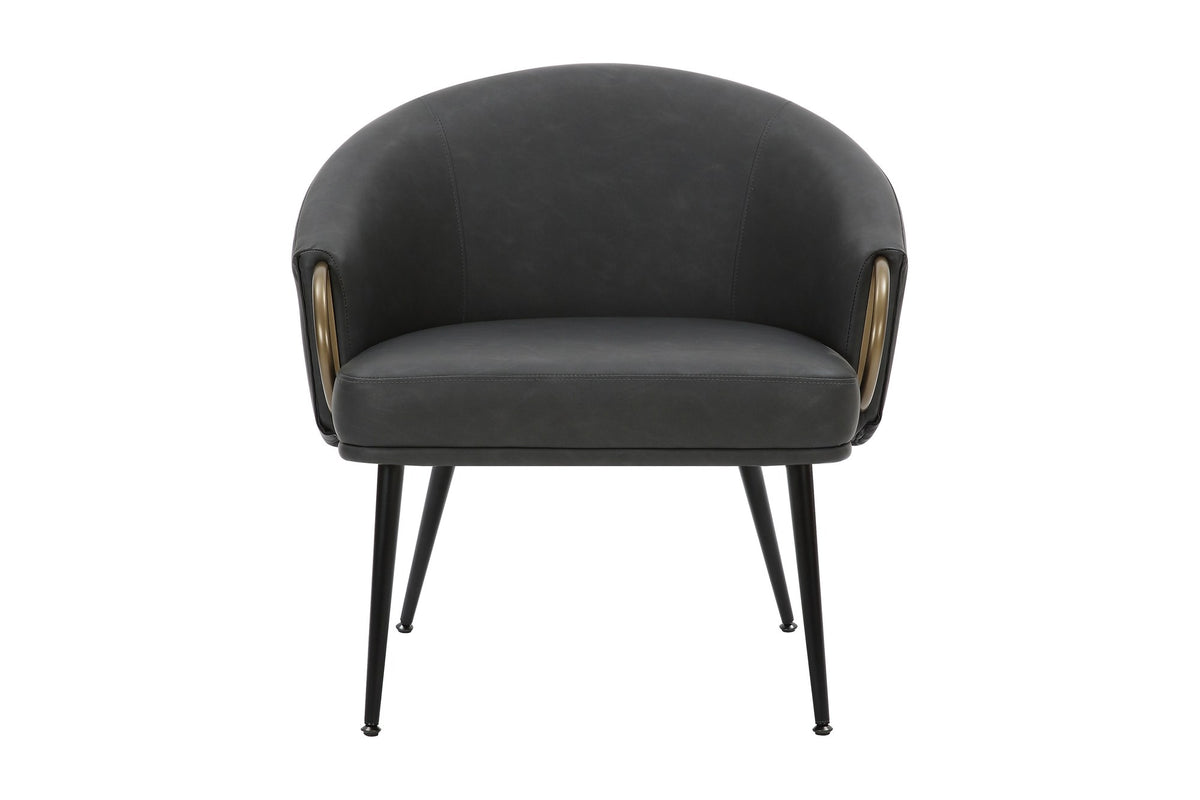 Kenna vintage charcoal accent chair, front view