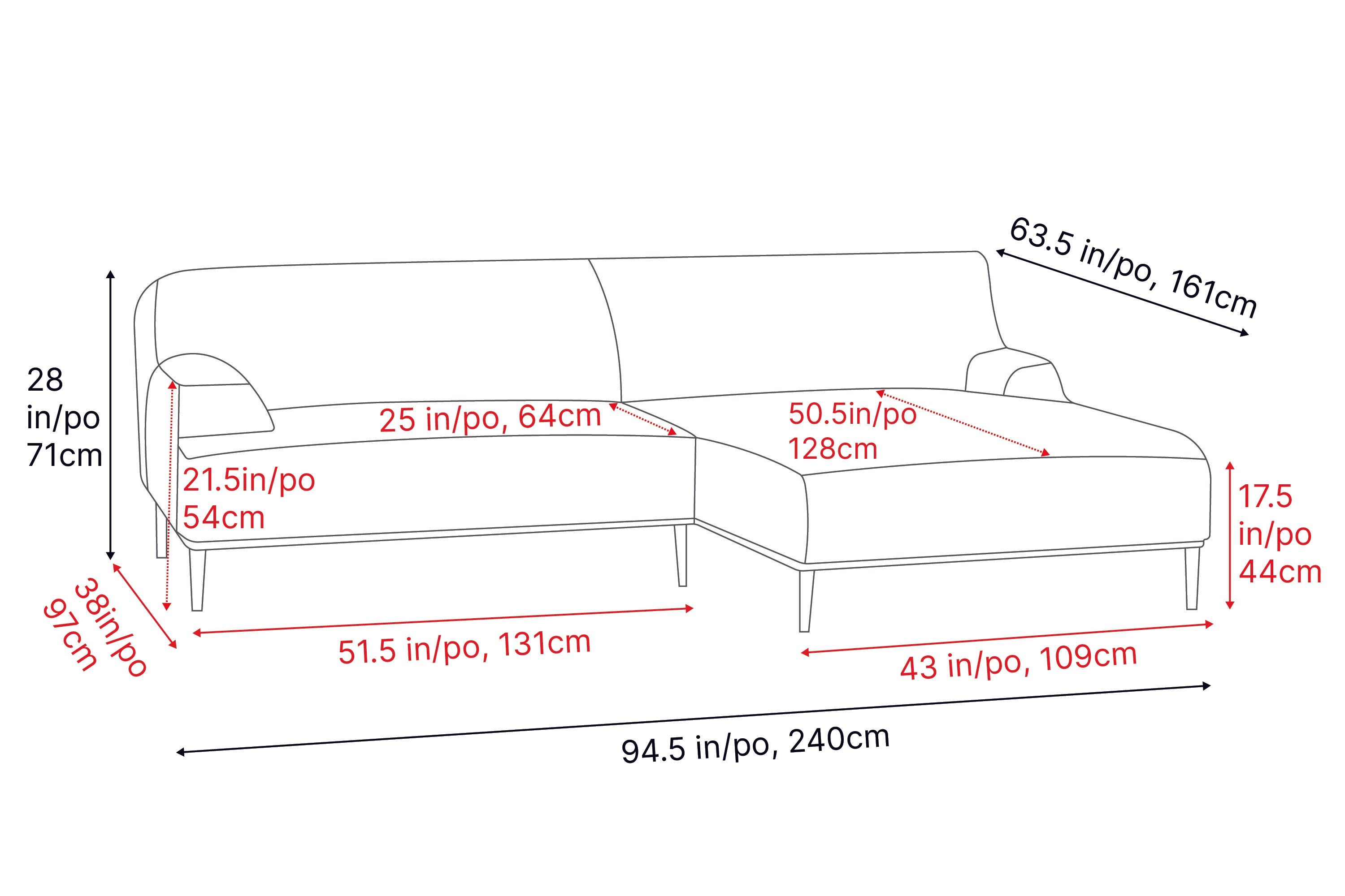 Kotor Fabric Sectional Sofa