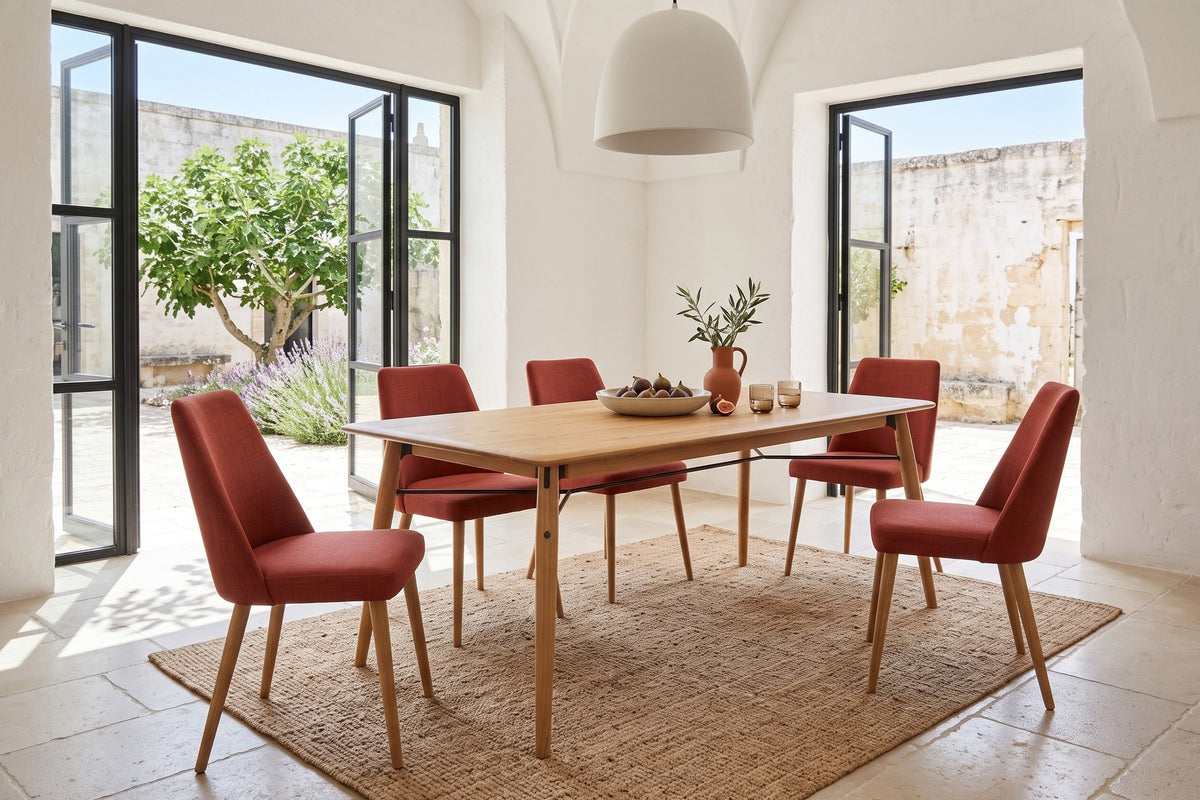 Larino dining table in Natural in an Ostuni masseria, with whitewashed stone vaults