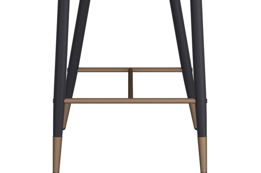 Lark Faux Leather Counter Stool (Set of 2) - Black Legs, Gold Details