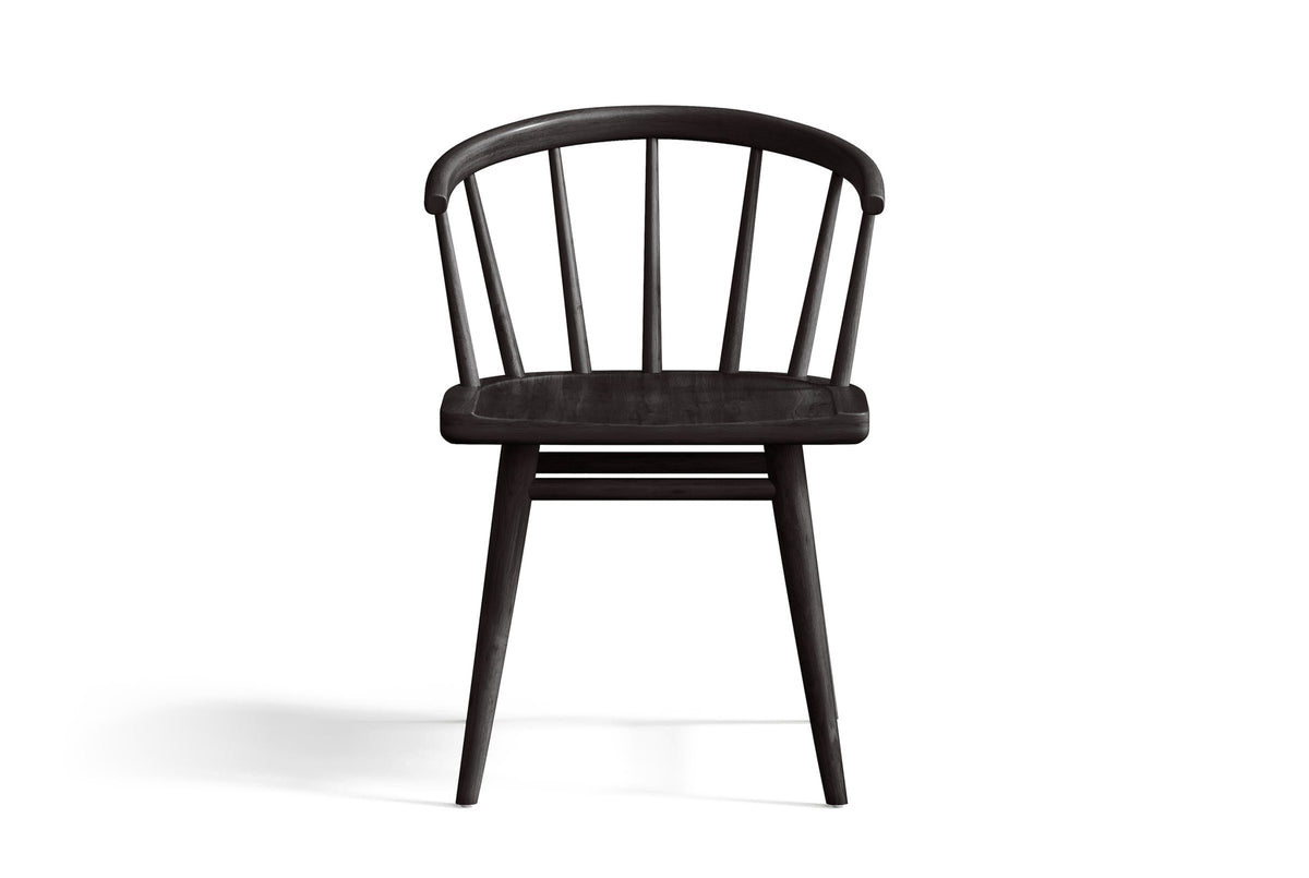 Lauryn dining chair in black oak, seen from the front on a white background