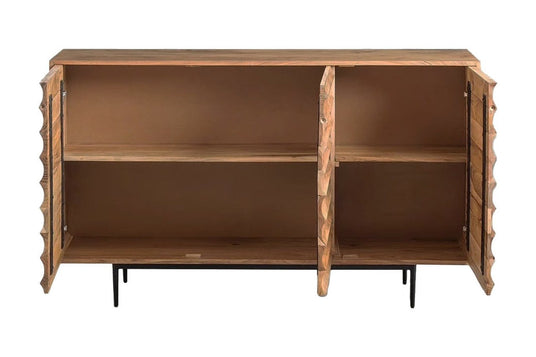 Leander Honey Acacia Sideboard with Iron Legs - Storage Behind Closed Doors