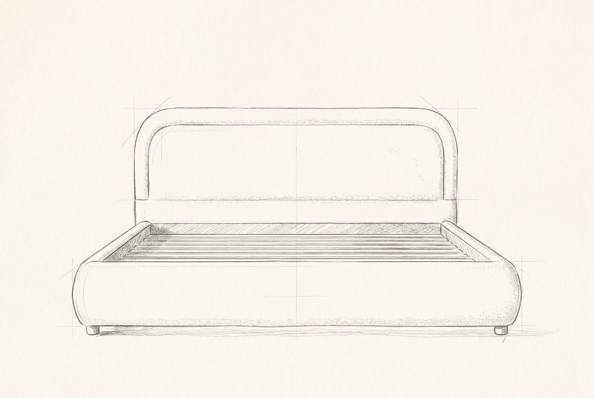 Pencil drawing of the Lerici bed traced from the front view